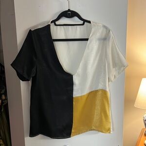 Colorblock V-Neck Women's Top